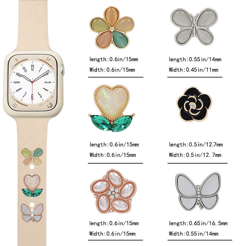 Decorative Ring Flower Pattern Series Decorative Nails Smart Watch Creative Accessories Strap Decorative Nails for Apple Strap