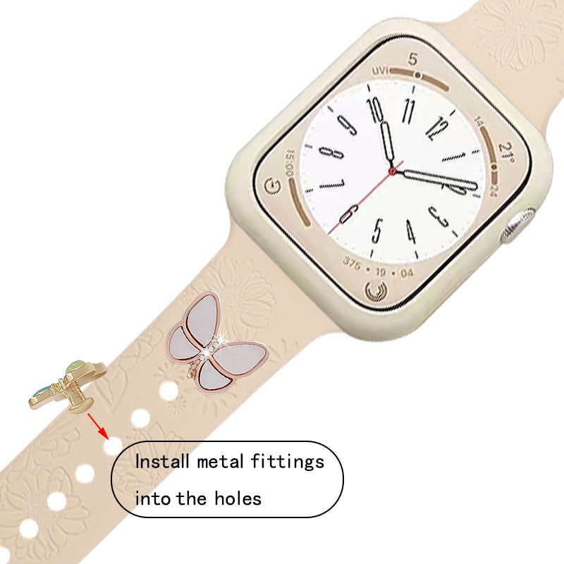 Decorative Ring Flower Pattern Series Decorative Nails Smart Watch Creative Accessories Strap Decorative Nails for Apple Strap