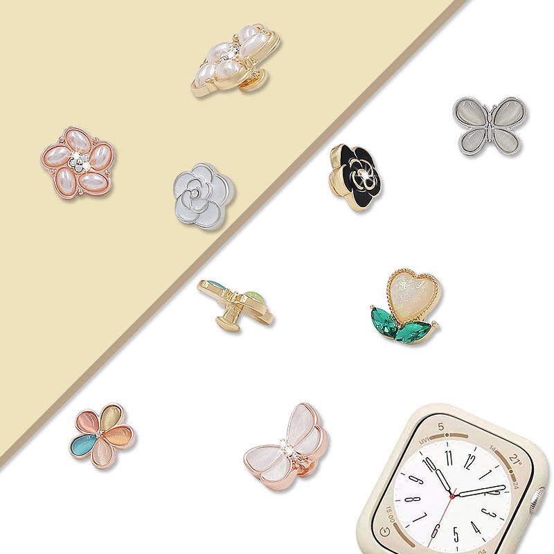 Decorative Ring Flower Pattern Series Decorative Nails Smart Watch Creative Accessories Strap Decorative Nails for Apple Strap