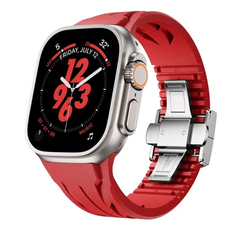 Rubber Watch Band Bracelet I Watch 10/9/8 Ultra 2 Sport Adjustable Luxury Soft 42/44/45/49  mm for Apple Watch Strap