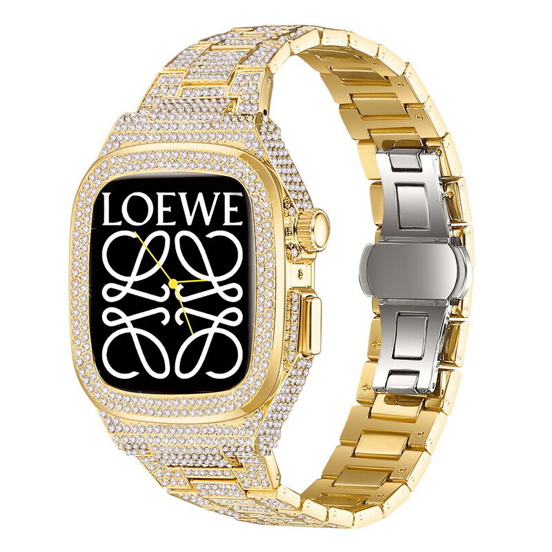 Luxury Strap Contains Protective case for Apple Watch 8 45mm 44mm, Luxurious Diamond Strap for IWatch 7 45mm 44mm