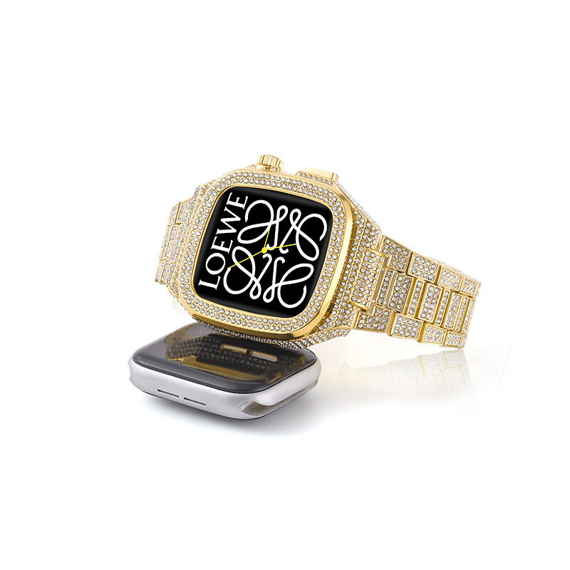 Luxury Strap Contains Protective case for Apple Watch 8 45mm 44mm, Luxurious Diamond Strap for IWatch 7 45mm 44mm