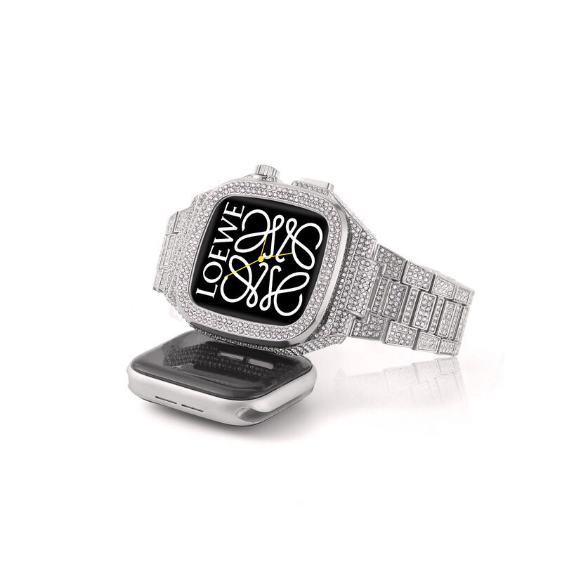 Luxury Strap Contains Protective case for Apple Watch 8 45mm 44mm, Luxurious Diamond Strap for IWatch 7 45mm 44mm
