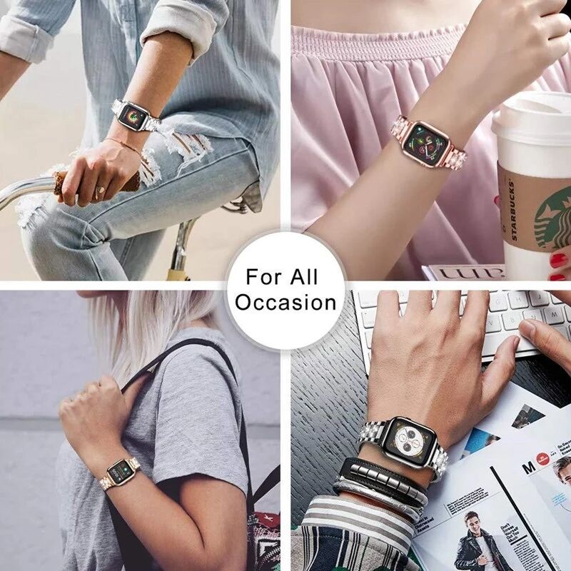 Jewelry Watch Strap for Apple Watch 41mm 45mm 49mm 6 SE Band for IWatch Series 7 8 Ultra Bling Crystal Stainless Steel Bracelet