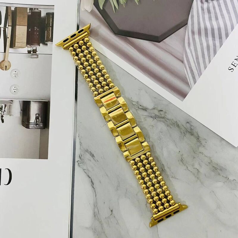 Luxury Stainless Steel Band Bracelet Replacement Strap Bead Wristband Replacement Metal Strap for apple Watch ultra 2 49mm Bands