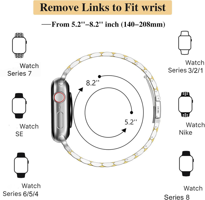 Luxury Women 7 Beads Slim Watch Strap Band 38mm 44mm Stainless Steel Metal Watch Bands for Apple Watch Ultra 2 9 8