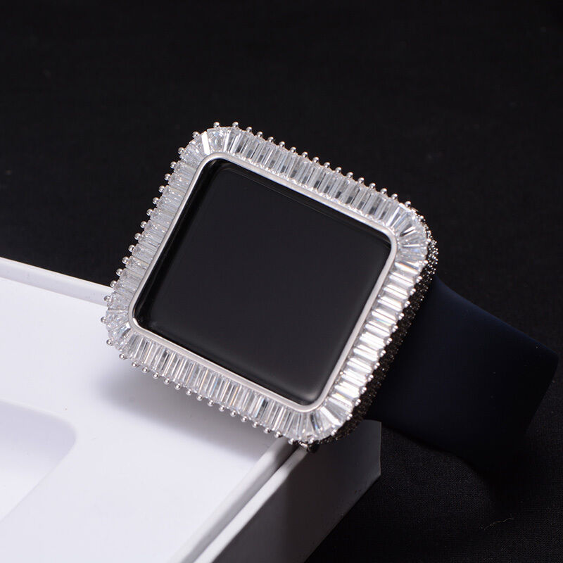 Luxury Custom Baguette Diamond Bezel Case Waterproof Protective Cover for Apple Watch Series 1-9/SE/Ultra 38mm- 49mm