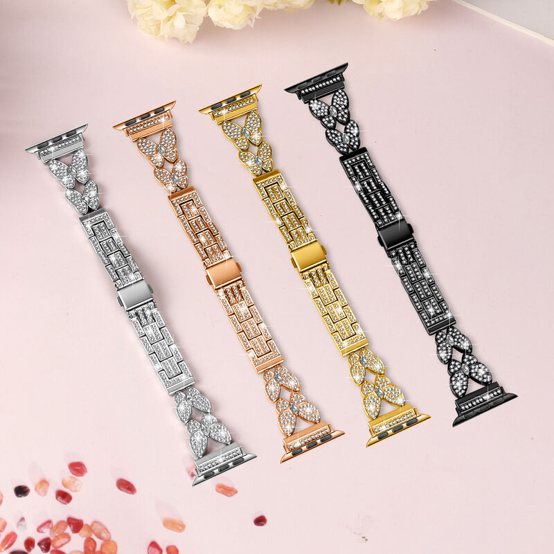 Luxury Stainless Steel Watch Strap Unique Butterfly Diamond for Apple Watch Band 8/9/10 Ultra Metal Woman I Watch Strap