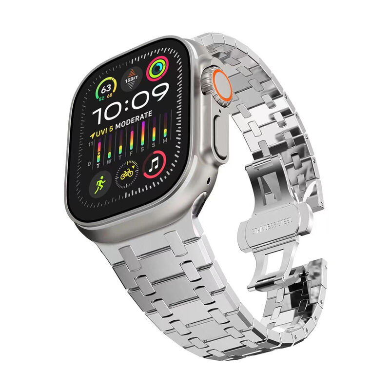 Stainless Steel Replacement Bracelet Wrist Band Link Watch Band With Butterfly Buckle for Apple Watch Ultra 49mm