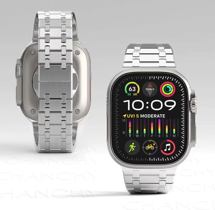 Stainless Steel Replacement Bracelet Wrist Band Link Watch Band With Butterfly Buckle for Apple Watch Ultra 49mm