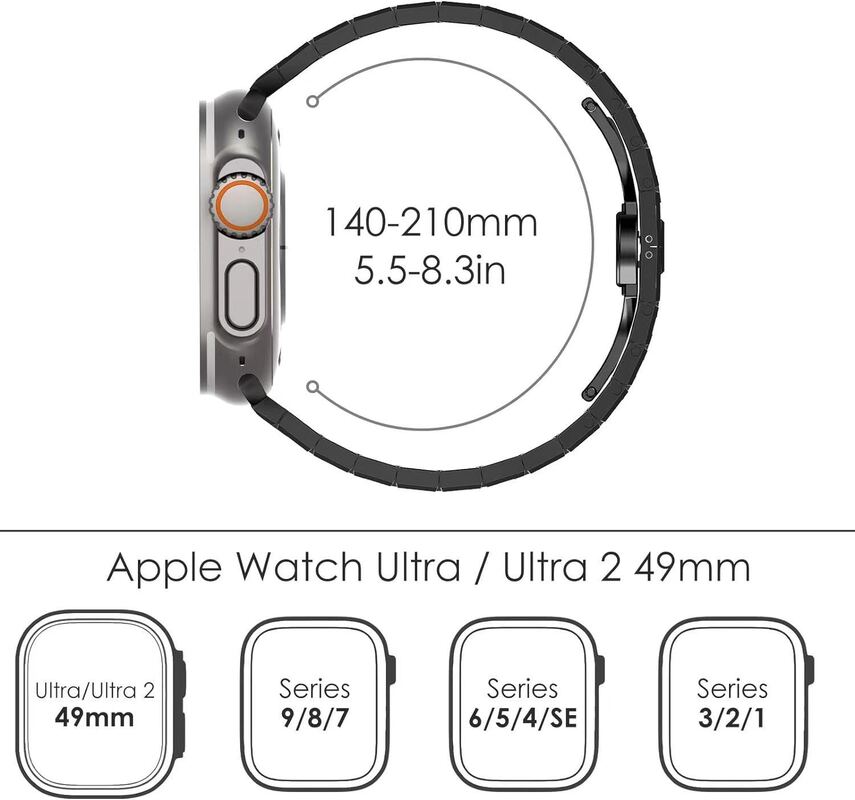 Stainless Steel Replacement Bracelet Wrist Band Link Watch Band With Butterfly Buckle for Apple Watch Ultra 49mm