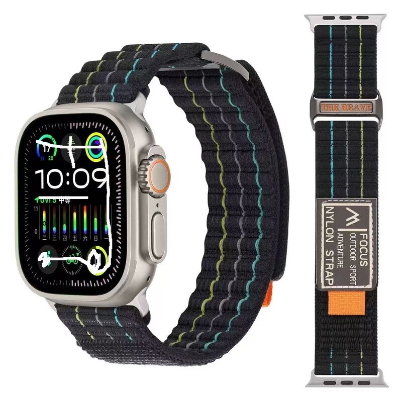 Watch Straps for Apple Ultra2 Nylon Watch Band 42/44/45/49mm Luxury Adjustable Sport Elastic Velcro Loop Series 8/9/10 I