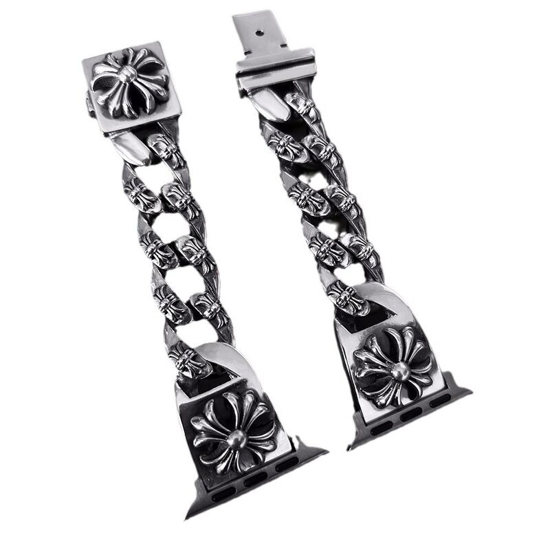 New Trendy Retro Personalized Thai Silver Watch Strap Punk Versatile Fashion for Men's Women's for Apple Watch