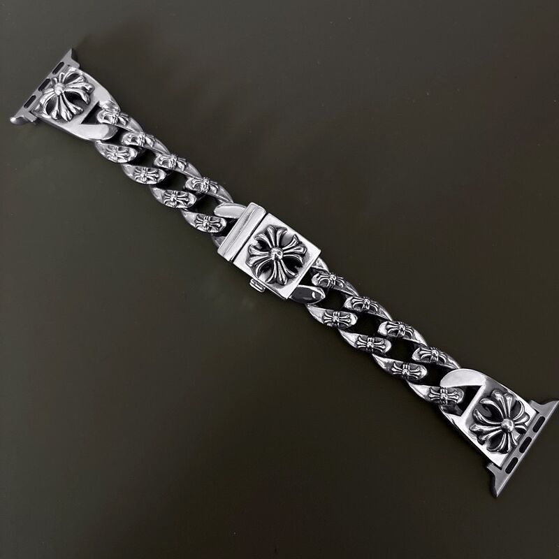 New Trendy Retro Personalized Thai Silver Watch Strap Punk Versatile Fashion for Men's Women's for Apple Watch