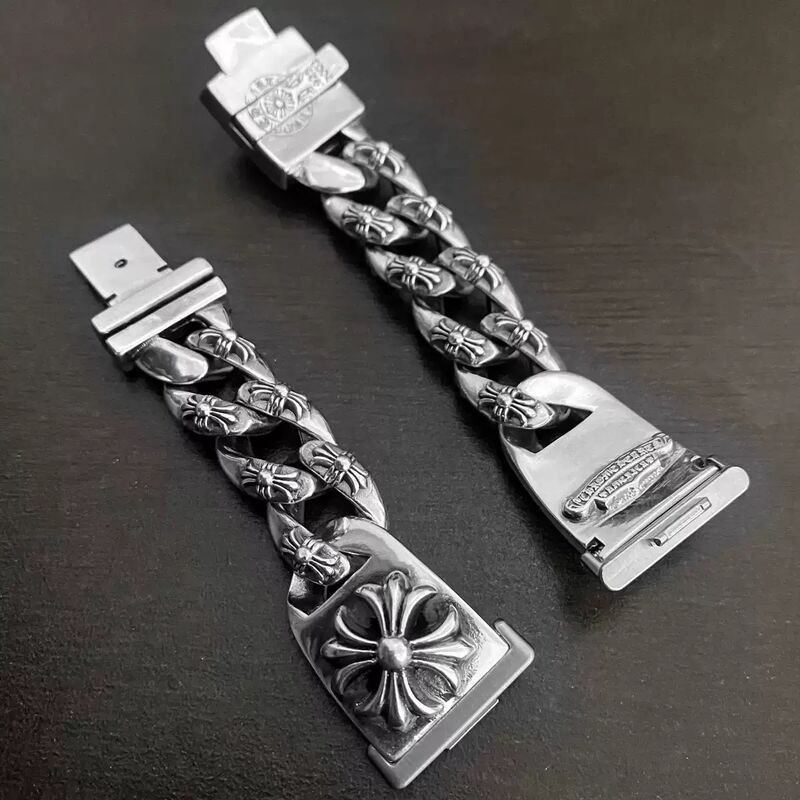 New Trendy Retro Personalized Thai Silver Watch Strap Punk Versatile Fashion for Men's Women's for Apple Watch