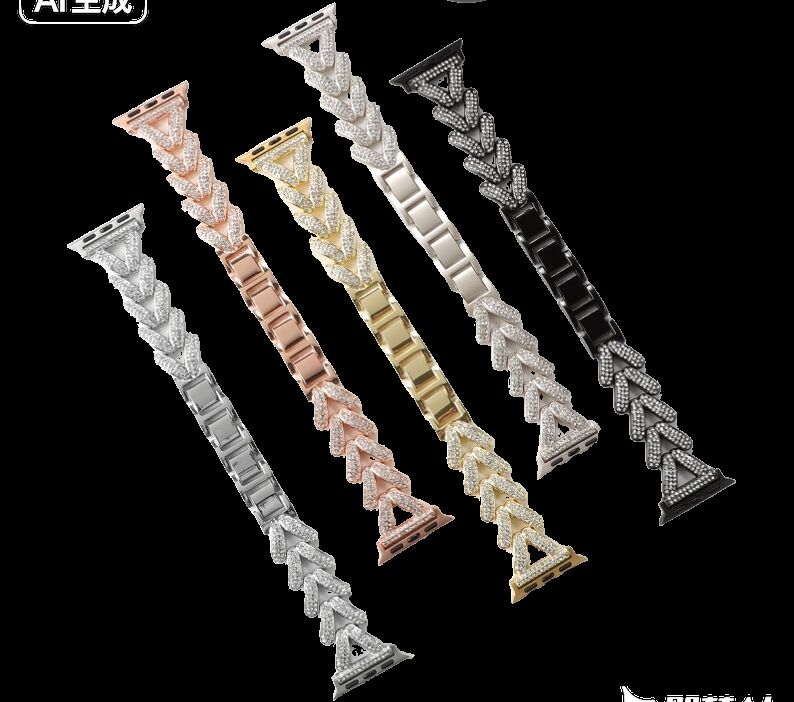 For Watch Series Ultra/4-5/49mm 4 Colors Watch Band High Quality Luxury Aluminum-Zinc Alloy Diamond Watch Chain Metal Band
