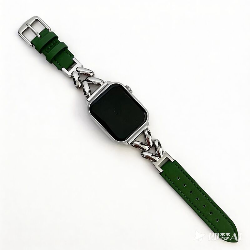 New Design Retro Genuine Leather Watch Band With Metal Chain Splicing Women Watch Bands Strap for Apple I Watch