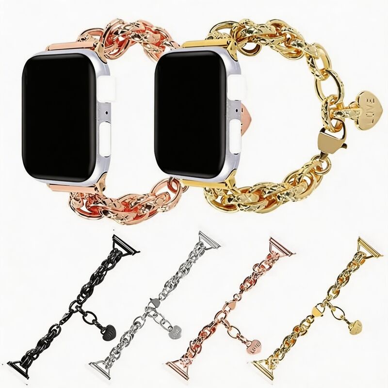 Luxury Metal Chain Watch Band for Women Ultra Luxury Series Butterfly Clasp Smartwatch Compatible for Watch 8 7 6 5 4 3