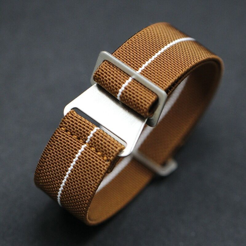 Man's French  Men Women Silver Black Parachute Elastic Nylon Striped Watchband Stretch Smart Watch Strap Band for Samsung