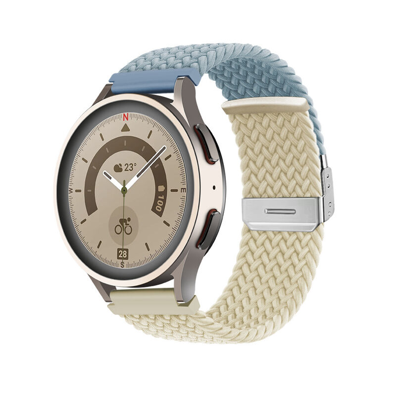 Double Color Smart Watch Elastic Braided Solo Nylon Woven Knit Strap for Samsung Watch Band