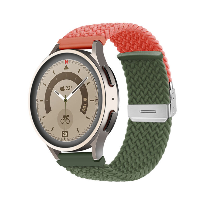 Double Color Smart Watch Elastic Braided Solo Nylon Woven Knit Strap for Samsung Watch Band