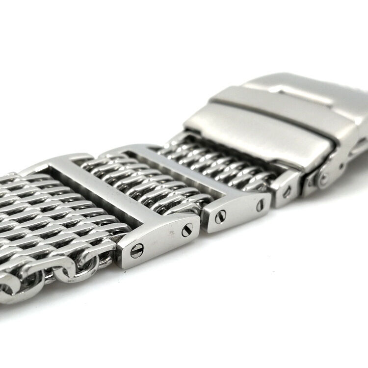 Custom Logo Men Wristband Milanese Magnetic Shark Stainless Steel Mesh Watch Band Strap 18mm 20mm 22mm 24mm