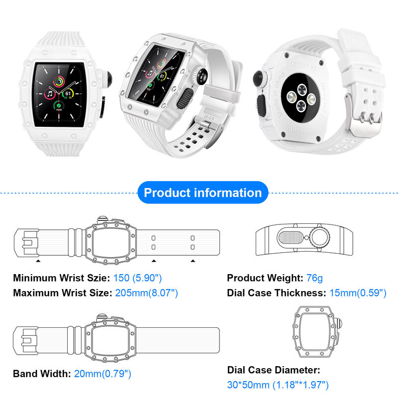 Trendy Fashion Waterproof Luxury Brand Stainless Steel Custom logo 44 45mm Watch Case  with Silicone Band Strap for Apple Watch
