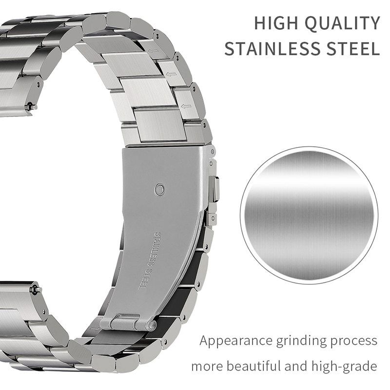 Watch Band Luxury Stainless Steel Straps Metal Bracelet Band Loop Adjustable 20 22mm Smart Watch Band for Samsung Huawei