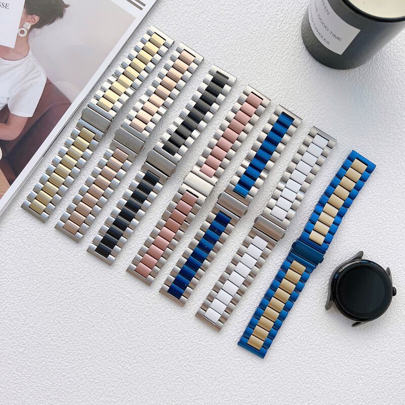 Watch Band Luxury Stainless Steel Straps Metal Bracelet Band Loop Adjustable 20 22mm Smart Watch Band for Samsung Huawei