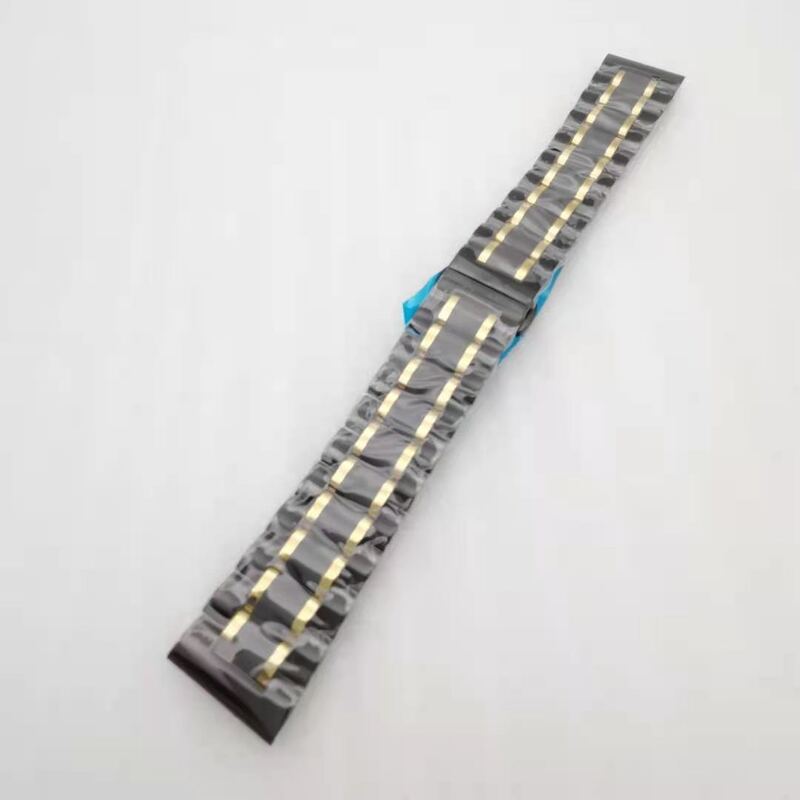 18mm 20mm 22mm Three-bead Solid Curved End Metal Watch Strap Stainless Steel Watch Band With Double Press Butterfly Buckle