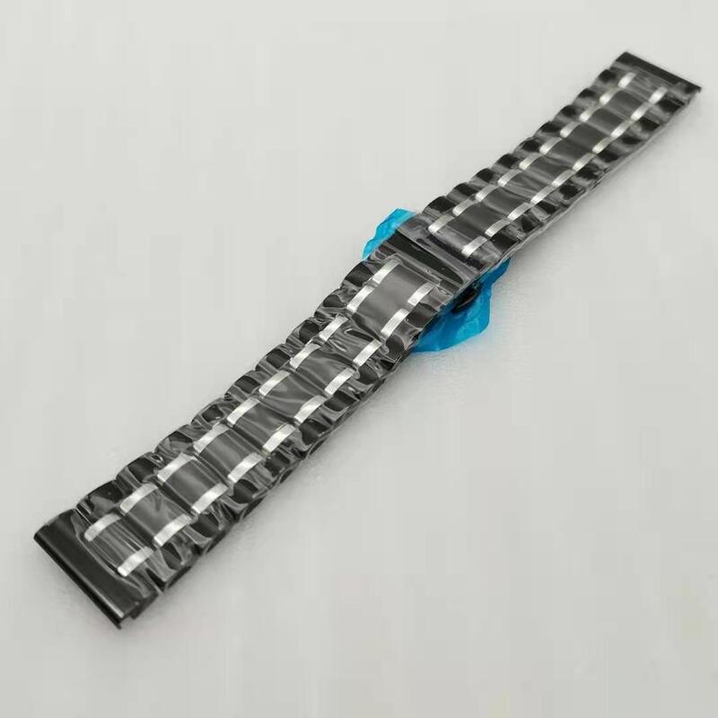 18mm 20mm 22mm Three-bead Solid Curved End Metal Watch Strap Stainless Steel Watch Band With Double Press Butterfly Buckle