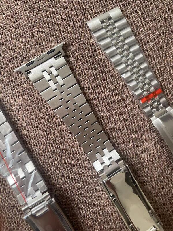 24mm Solid Stainless Steel Bracelet Folding Buckle Glide Lock Clasp Watch Band for Apple Watch Ultra for Rlx Strap 20mm