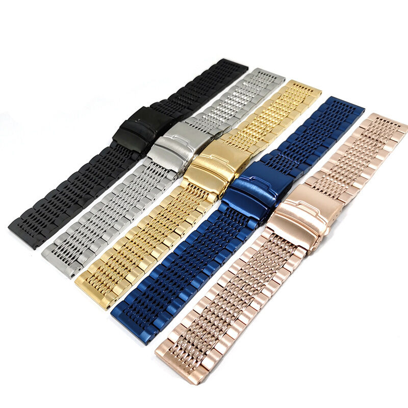 Custom Logo Coarse Milanese Magnetic Shark Stainless Steel Mesh Watch Band Strap 18mm 20mm 22mm 24mm