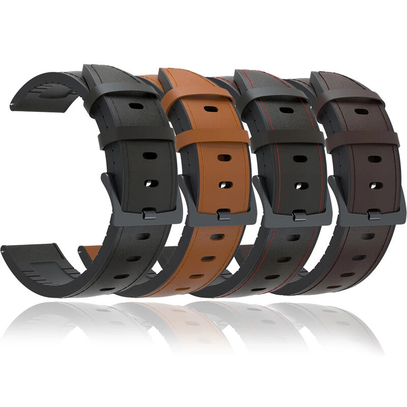 Custom Luxury Factory Outlet Mens' Watchband for Huawei GT Black Buckle 22mm Leather & Silicone Watch Band Strap