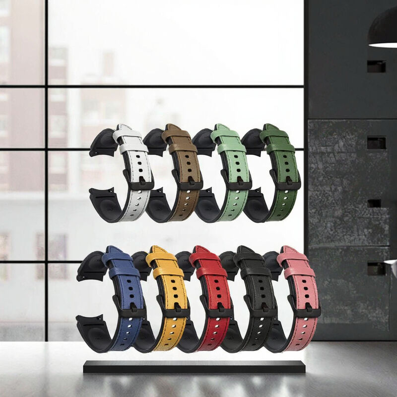 For Luxury Silicone+Leather Strap for Samsung for Galaxy Watch 4/5/6 Classic 43/47mm Watch Metal Buckle Wristbands