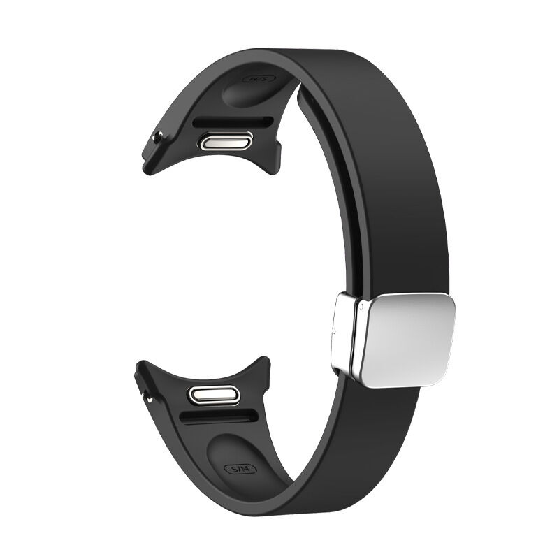 SWstrap Magnetic Steel Folder Buckle Press Button Silicone Watch Band for Samsung Watch 6 40mm 44mm Watch Strap