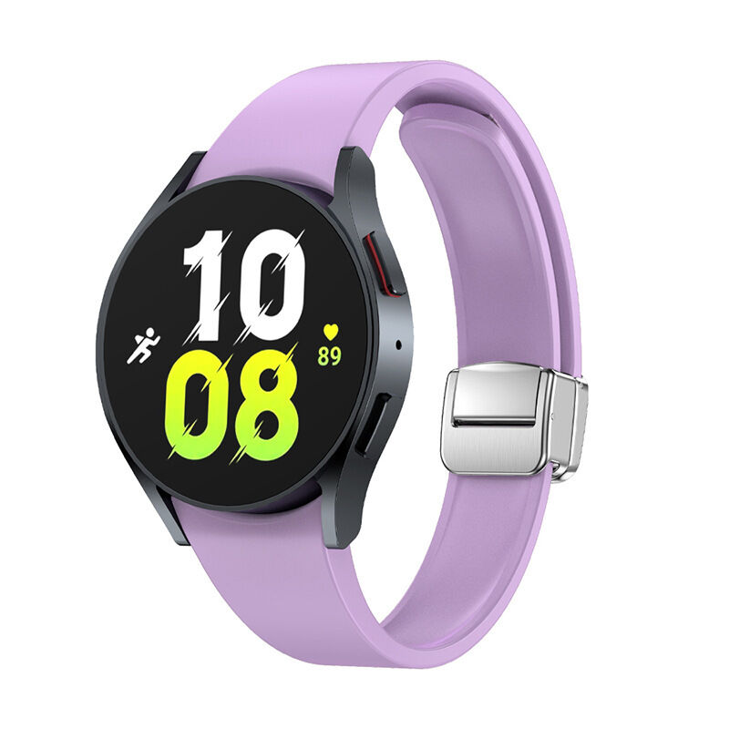 SWstrap Magnetic Steel Folder Buckle Press Button Silicone Watch Band for Samsung Watch 6 40mm 44mm Watch Strap