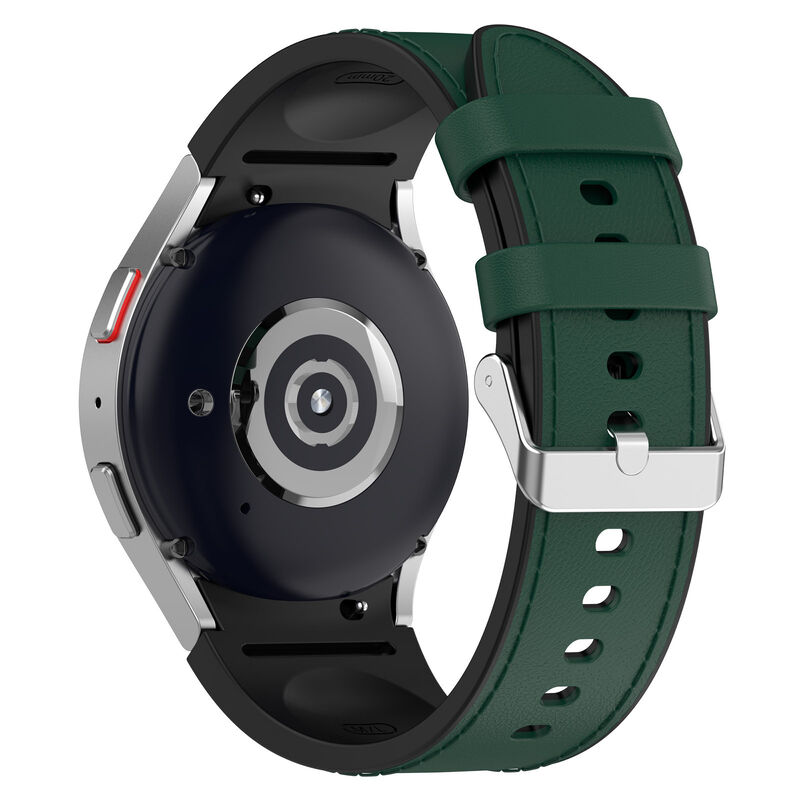 20mm Rubber Watch Strap Silicone Leather Watch Band for Samsung Galaxy Watch 6 Classic 5 Pro 4