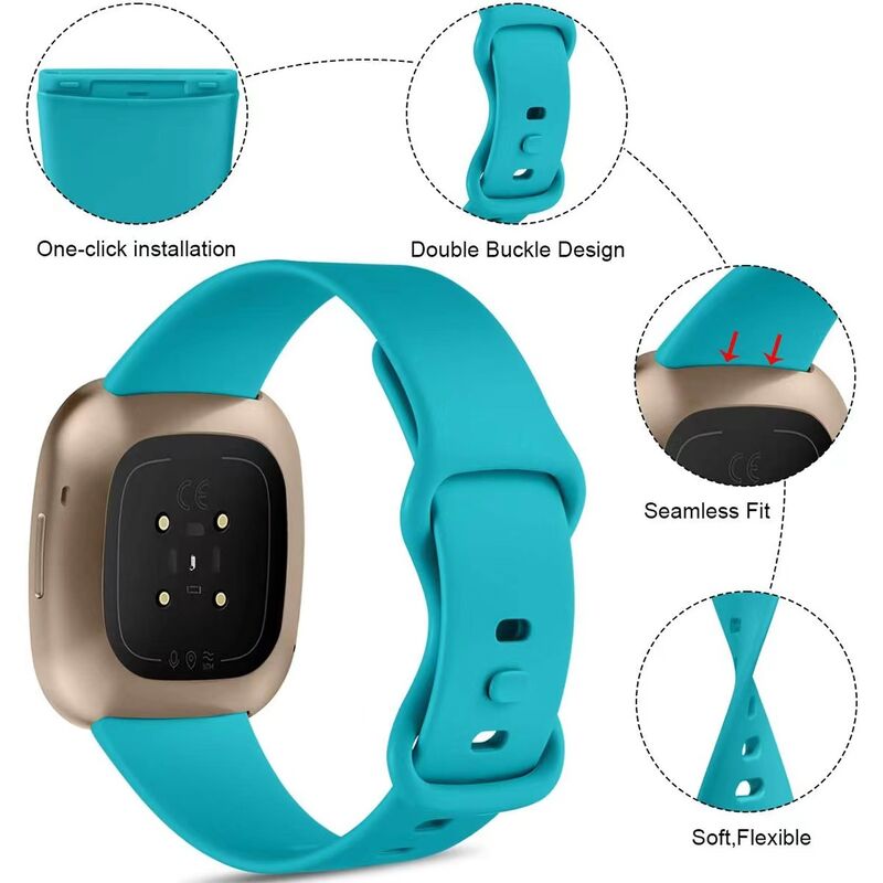 Flexible TPU Smart Watch Band for Fitbit Sense Silicone Adjustable Rubber Strap Unisex Waterproof Watch Bands