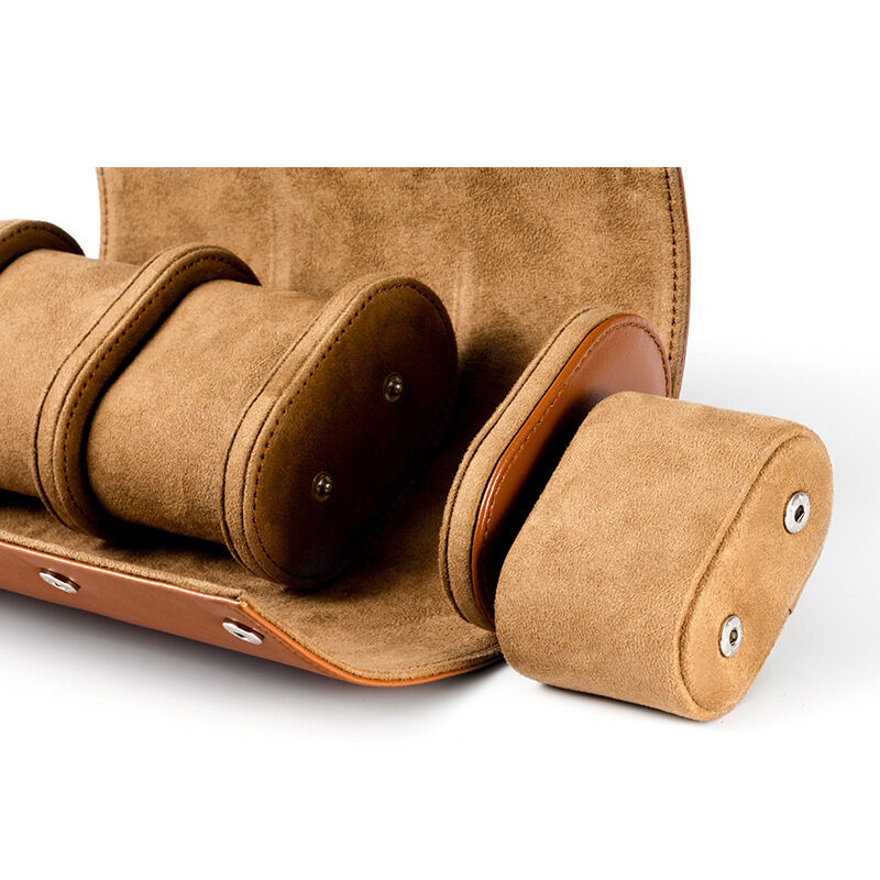 Case Packaging Real Genuine Top Leather Custom Logo 3 Slot Travel  Watch Roll Case  Display Storage Watch Box