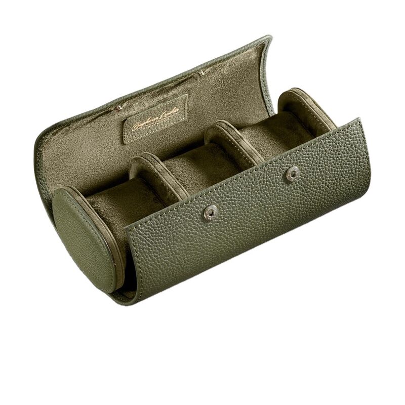 Case Packaging Real Genuine Top Leather Custom Logo 3 Slot Travel  Watch Roll Case  Display Storage Watch Box