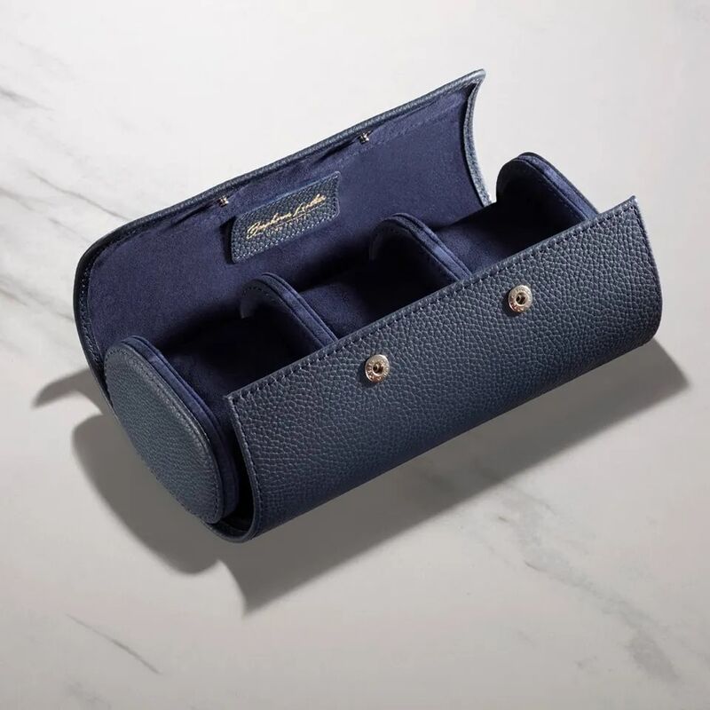 Case Packaging Real Genuine Top Leather Custom Logo 3 Slot Travel  Watch Roll Case  Display Storage Watch Box