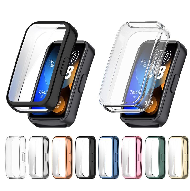 Luxury TPU Screen + Shell All-inclusive  Electroplating Protective Cover Smart Watch Case for Huawei Band 8