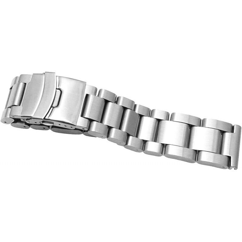 Stainless Steel Watch Band Brushed Finish Gold Metal Watch Strap 20mm/22mm/24mm Double Buckle Bracelet Black,Silver Strap