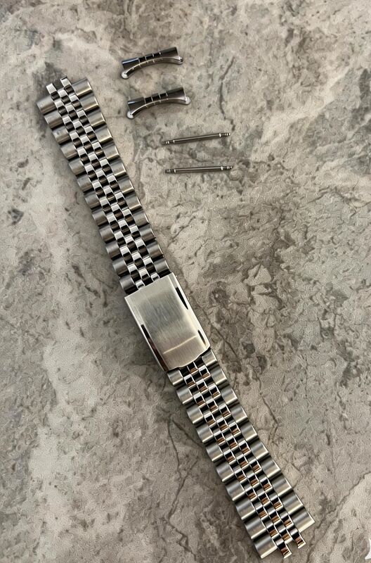 904L Stainless Steel Jubilee Watch Band Wristband for RLX Datejust 1601 Solid Curved End 19mm 20mm Strap Deployment Clasp