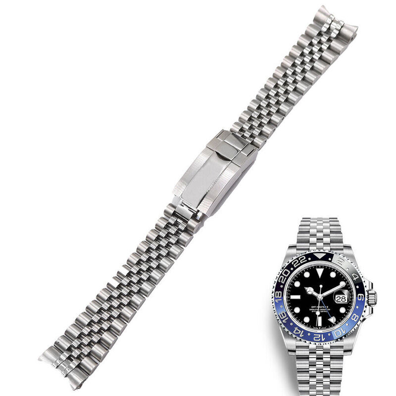 Jubilee Bracelet for RLX datejust GMT II 126710 Solid Curved End 20mm 21mm Rlx Stainless Steel Watch Band Strap Folded Clasp