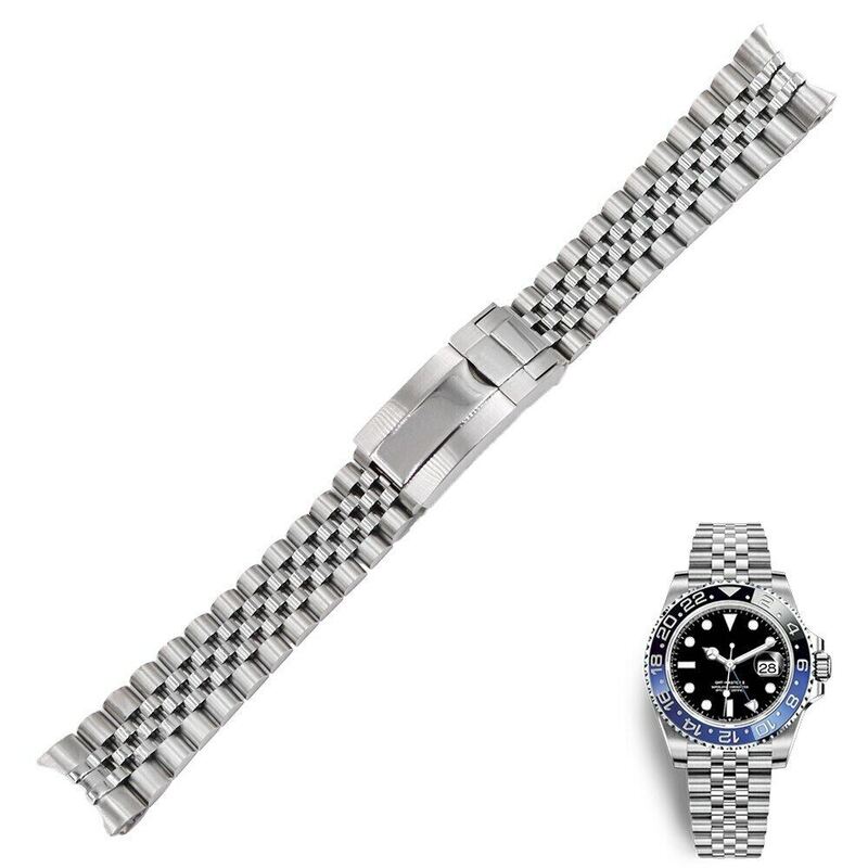Jubilee Bracelet for RLX datejust GMT II 126710 Solid Curved End 20mm 21mm Rlx Stainless Steel Watch Band Strap Folded Clasp
