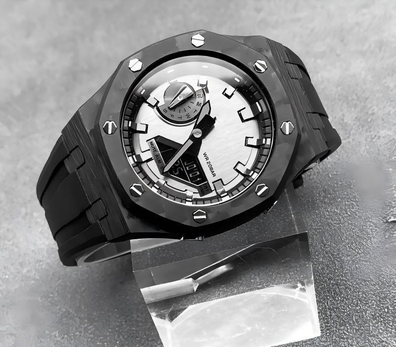 2100 Accessories g Sh Ock Luminous Carbon Fiber Watch case for C Asio G A-2100 Mod Kit Metal Silicone Strap for Women Men