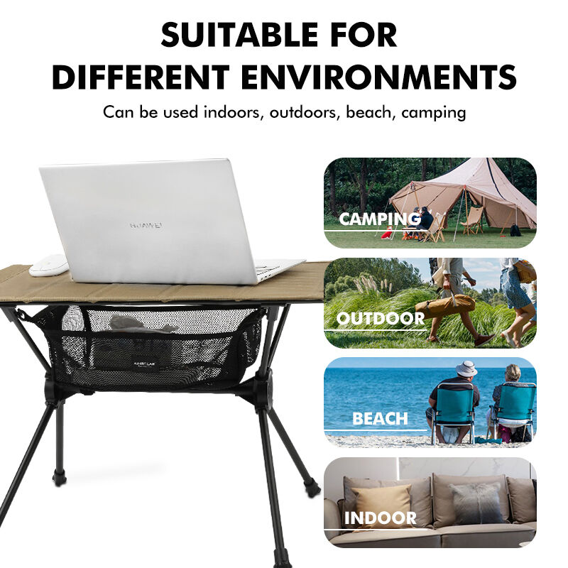 Lightweight Foldable Aluminum Camping Table with Oxford Cloth Top for Outdoor Use
