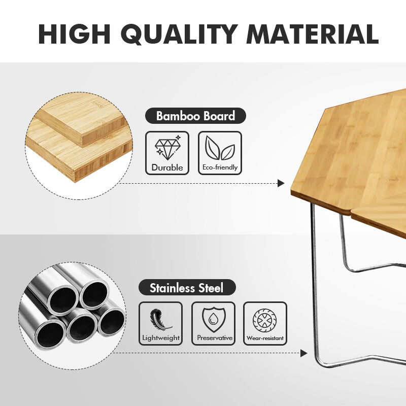 Portable Wood Camping Table Folding Outdoor Table with 108*108*40cm Size